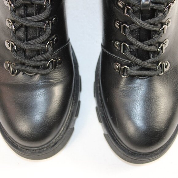 BCBGeneration Tenzi Black Leather Lace-Up Hiker Boot Size 37.5 (US 7.5) - Picture 9 of 10